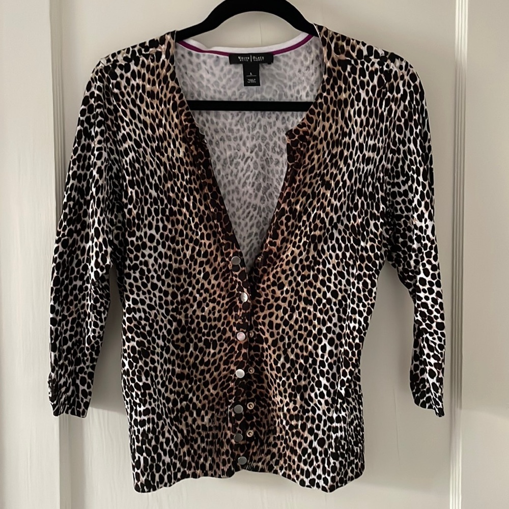 WHBM cheetah print cardigan